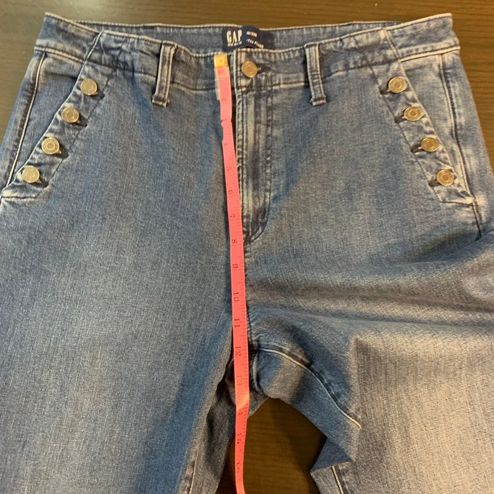 GAP Denim 70s Flare Jeans Womens Size 16/33R Blue High Rise Retro Stylish Trendy